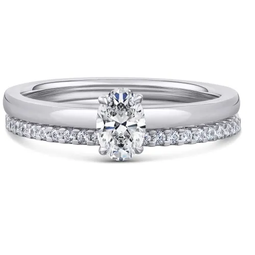 Platinum Diamond Oval Bridal Set - Peony